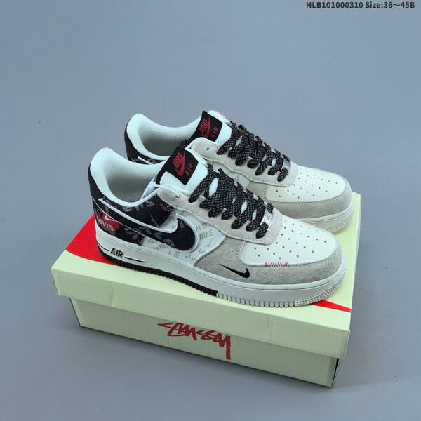 Nike Air Force 1 07 LV8 off white black red EU 36 45 sneaker EU 36-45