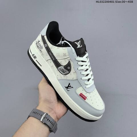 Nike Air Force 1 Low Off White Light Grey Black Red EU 36-45 Skate Shoe - Unisex (BS-60997)