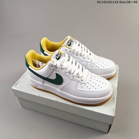 Nike Air Force 1 07 White Dark Green Yellow EU 36-45 Sneaker - Unisex (BS-63507)