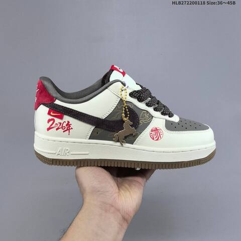 Nike Air Force 1 07 LV8 Off White Dark Grey Red Brown EU 36-45 Sneaker - Unisex (BS-61934)