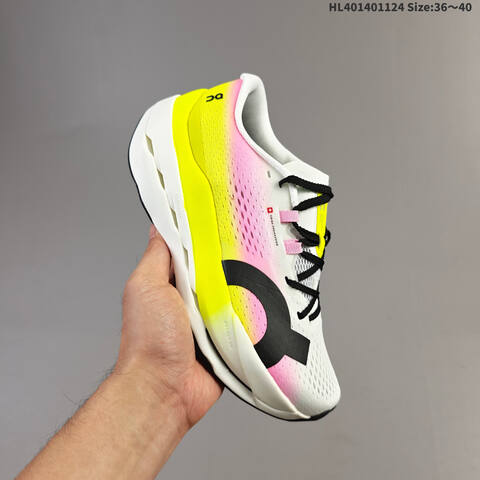 On Cloudboom Max Pink White Yellow Black EU 36-40 Running Shoe Running Sneakers - Unisex (BS-69776)