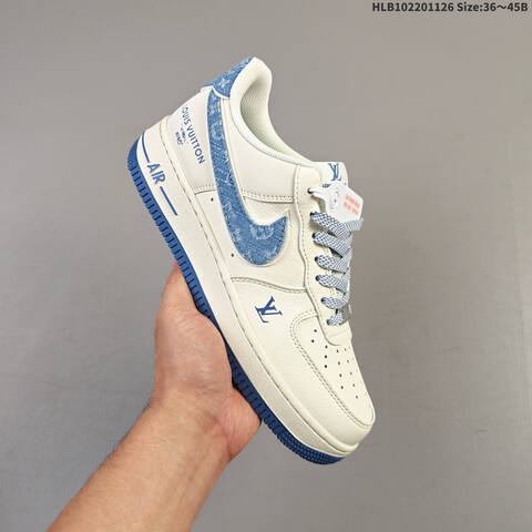 Nike Air Force 1 07 LV8 White Blue EU 36-45 Skate Shoe - Unisex (BS-63052)