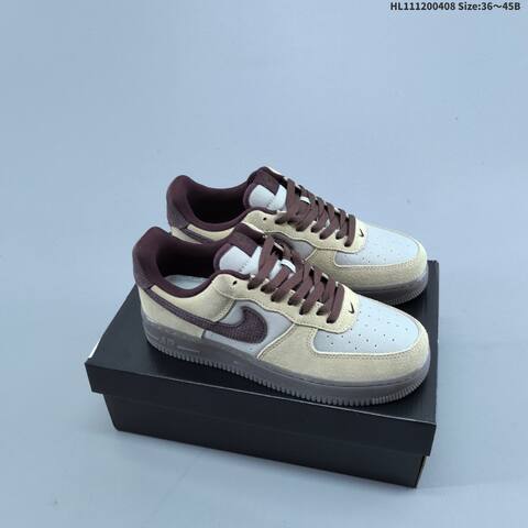 Nike Air Force 1 Low Beige Light Grey Dark Brown EU 36-45 Sneaker - Unisex (BS-60898)