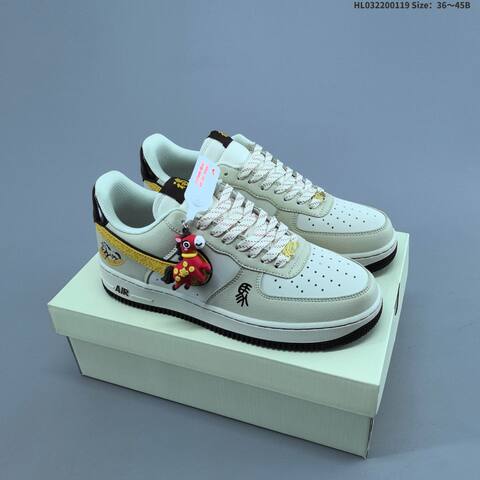 Nike Air Force 1 07 Low Light Beige Yellow Black White EU 36-45 Sneaker - Unisex (BS-61888)
