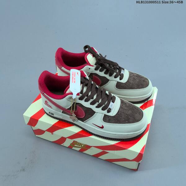 Nike Air Force 1 07 Low light beige brown red EU 36-45 sneaker
