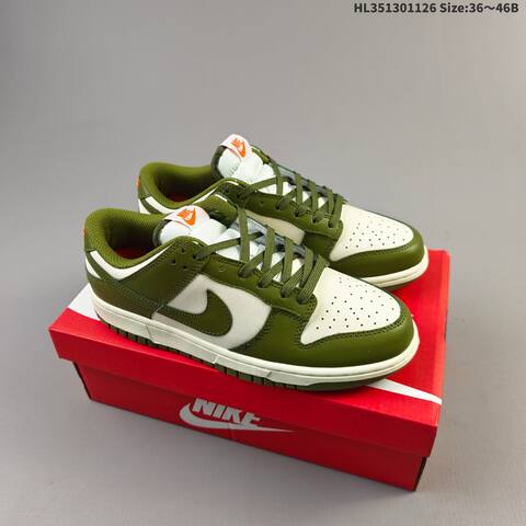 Nike Dunk Low Sail Olive Green Orange EU 36-46 Skate Shoe - Unisex (BS-63039)