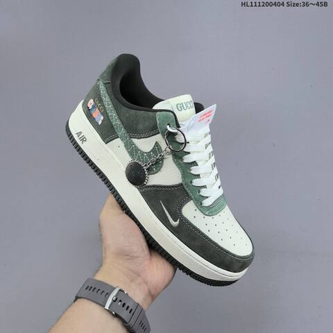 Nike Air Force 1 Low Dark Green Light Green Off White Black EU 36-45 Sneaker - Unisex (BS-60940)