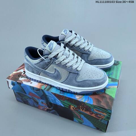 Nike SB Zoom Dunk Low Light Grey Blue Navy White EU 36-45 Skate Shoe - Unisex (BS-62255)