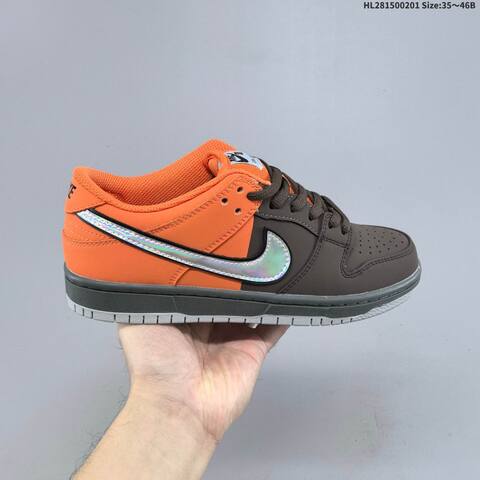 Nike SB Dunk Low Pro Dark Brown Orange Iridescent Grey EU 35-46 Skate Shoe - Unisex (BS-61600)