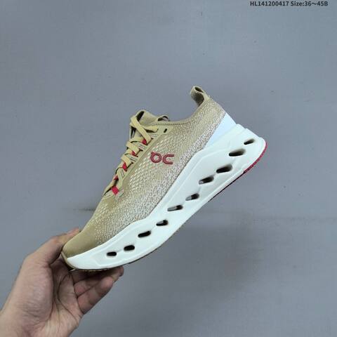 On Cloudsurfer Max Khaki White Red EU 36-45 Running Shoe Running Sneakers - Unisex (BS-69599)