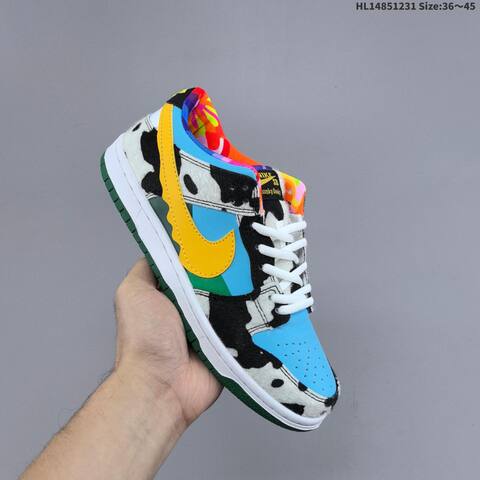 Nike SB Dunk Low Pro QS Chunky Dunky CU3244 100 White Black Blue Yellow Green EU 36 45 Skate Shoe EU 36-45 - Unisex (BS-62299)
