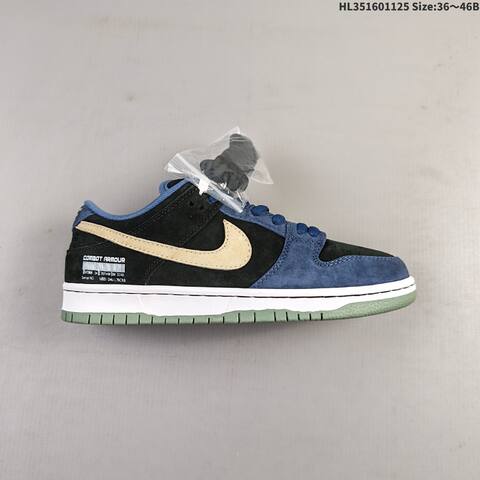 Nike SB Dunk Low Black Navy Blue Gold White Green EU 36-46 Skate Shoe - Unisex (BS-63082)