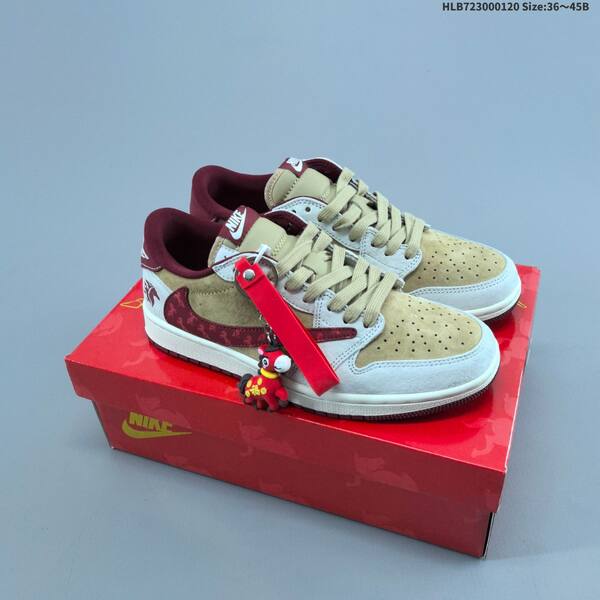 Nike Air Jordan 1 white/burgundy/tan/gray 36~45 casual lifestyle