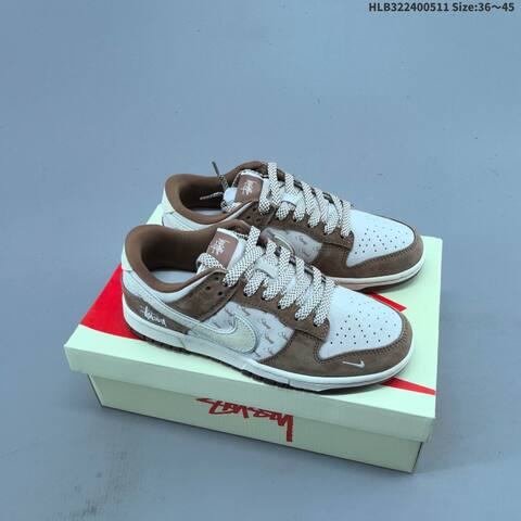 Nike SB Dunk Low Stussy Brown Beige White EU 36-45 Skate Shoe - Unisex (BS-60410)