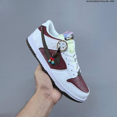 Nike SB Dunk Low White Burgundy Brown Pale Yellow EU 36-45 Skate Shoe - Unisex (BS-61809)