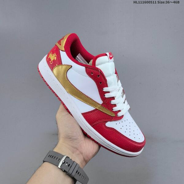 Nike Air Jordan 1 Low white/red/gold 36~46B casual