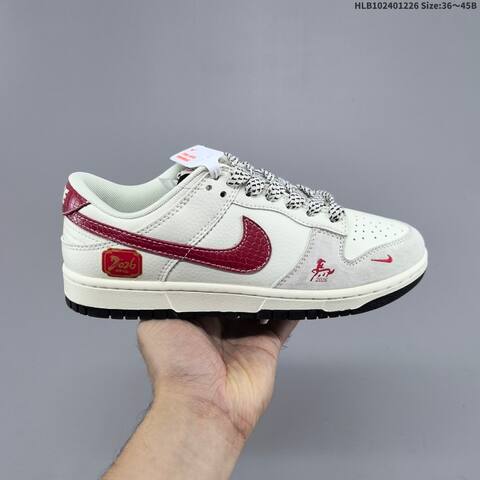 Nike SB Dunk Low Off White Light Grey Red Black EU 36-45 Skate Shoe - Unisex (BS-62430)