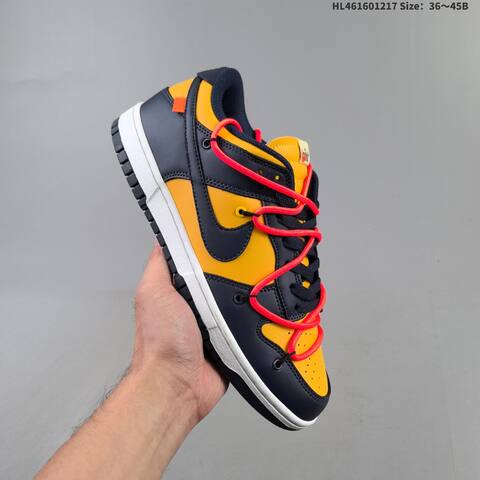 Nike Off-White x Nike Dunk Low Yellow Navy Neon Pink White EU 36-45 Skate Shoe - Unisex (BS-62618)