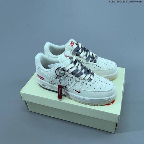 Nike Air Force 1 07 Low Supreme White Black Grey Red EU 36-45 Skate Shoe - Unisex (BS-61170)