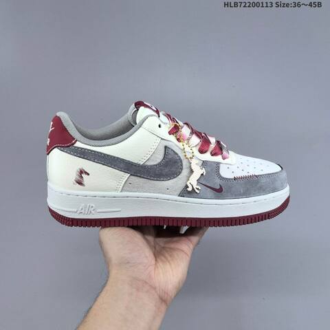 Nike Air Force 1 07 LV8 Off White Grey Burgundy Pink EU 36-45 Skate Shoe - Unisex (BS-62020)