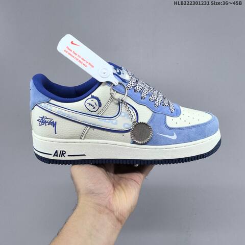 Nike Air Force 1 07 Black White Gray Blue EU 36-45 Skate Shoe - Unisex (BS-62302)