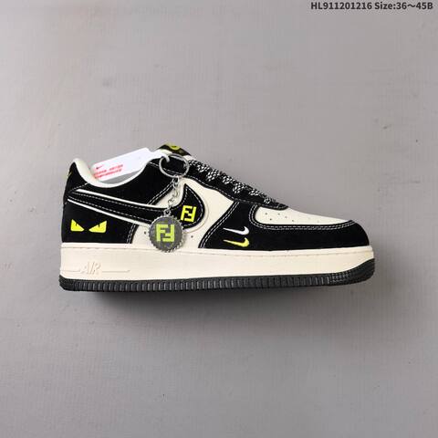 Nike Air Force 1 07 Black White Neon Yellow EU 36-45 Sneaker - Unisex (BS-62639)