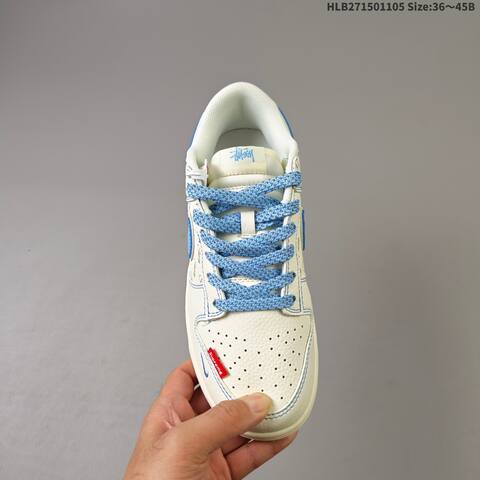 Nike Dunk Low Stussy Supreme Custom Sail University Blue Red EU 36-45 Skate Shoe - Unisex (BS-63880)