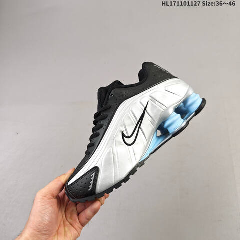 Nike Shox R4 Black White Light Blue EU 36-46 Running Shoe - Unisex (BS-63022)