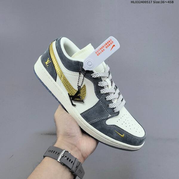 Nike Air Jordan 1 Low grey/white/gold 36~45B basketball