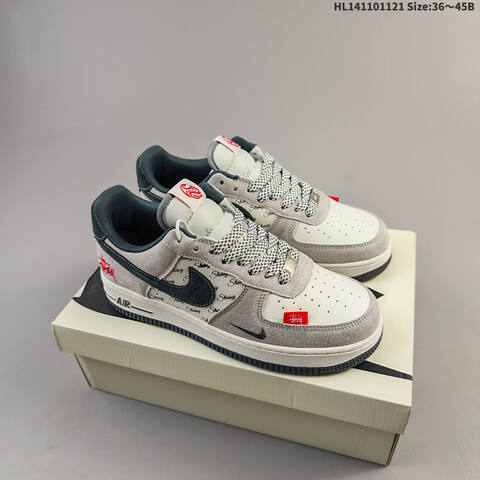 Nike Air Force 1 07 Low Light Grey Dark Green Red White EU 36-45 Sneaker - Unisex (BS-63315)