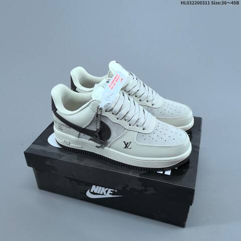 Nike Air Force 1 07 LV8 Black White Yellow Brown EU 36 45 Sneaker EU 36-45 - Unisex (BS-61383)