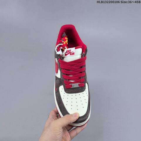Nike Air Force 1 07 LV8 Dark Brown White Red Gold EU 36-45 Sneaker - Unisex (BS-62180)