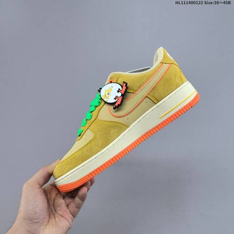 Nike Air Force 1 Low Tan Olive Green Orange Cream EU 36-45 Sneaker - Unisex (BS-61827)