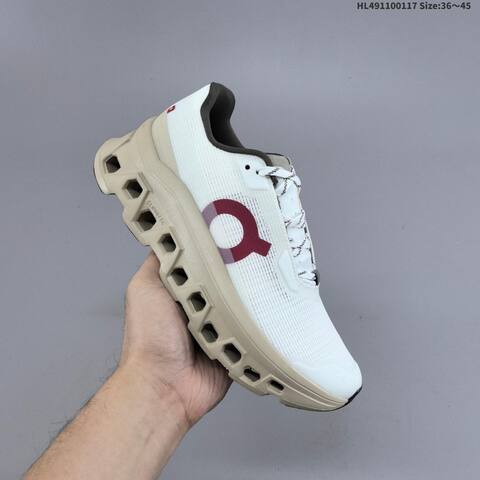 On Cloudmonster Void White Beige Maroon Dark Brown EU 36-45 Running Shoe Running Sneakers - Unisex (BS-69708)