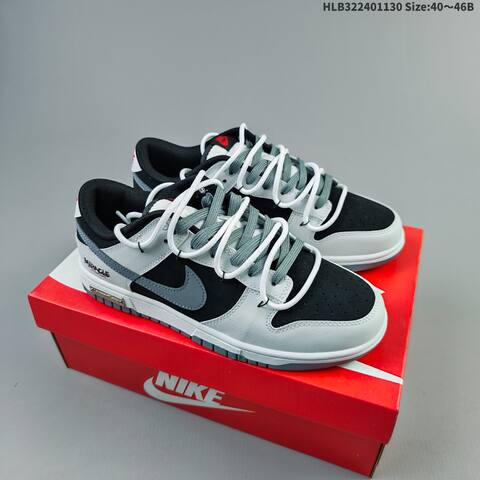 Nike SB Dunk Low Pro Black White Grey Red EU 40-46 Skate Shoe - Men's (BS-62950)