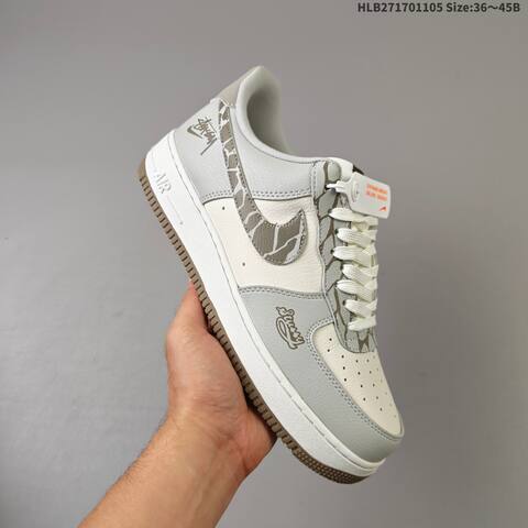 Nike Air Force 1 07 XJ9168 004 Light Grey Off White Brown White EU 36 45 Sneaker EU 36-45 - Unisex (BS-63882)