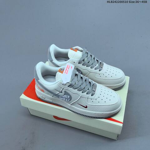 Nike Air Force 1 07 LV8 NH0601-605 Light Beige Grey Orange Red EU 36-45 Sneaker - Unisex (BS-60425)