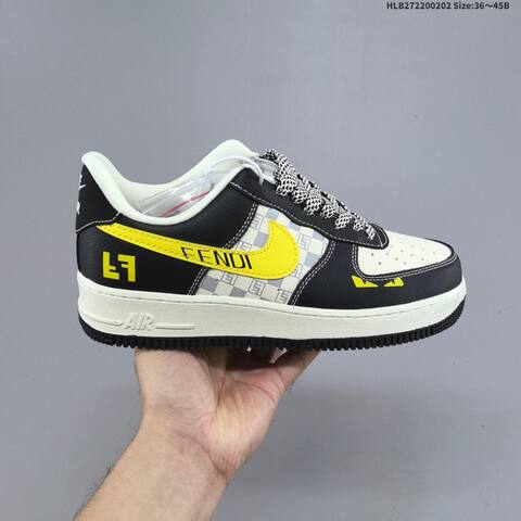 Nike Air Force 1 07 Low Black White Yellow Gray EU 36-45 Sneaker - Unisex (BS-61581)