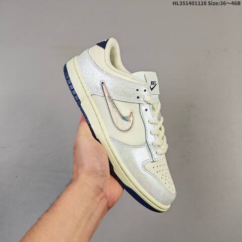 Nike SB Dunk Low Pro Cream Iridescent Navy White EU 36-46 Skate Shoe - Unisex (BS-62980)