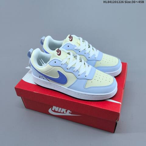 Nike Court Borough Low 2 Pale Yellow Light Blue Purple White EU 36-45 Skate Shoe - Unisex (BS-62427)