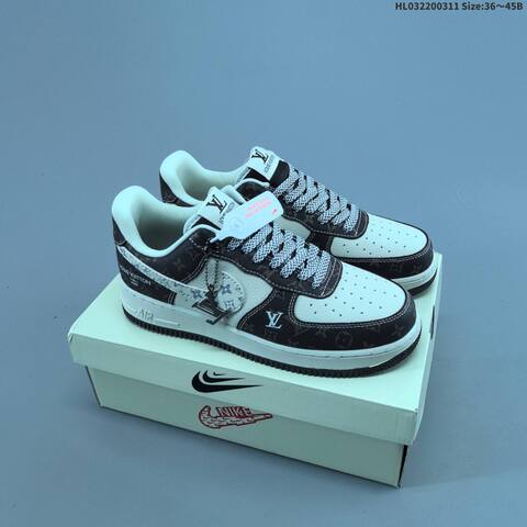 Nike Air Force 1 07 LV8 Black White Yellow Brown EU 36 45 Sneaker EU 36-45 - Unisex (BS-61383)