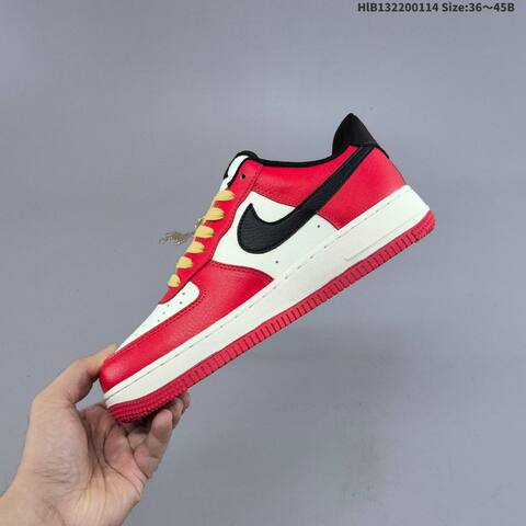 Nike Air Force 1 Low Red White Black Gold Pale Yellow EU 36-45 Sneaker - Unisex (BS-61993)