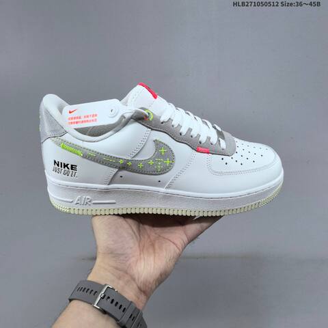 Nike Air Force 1 07 White Beige Grey Orange Neon Green Wheat Tan Gum EU 36 45 Sneaker EU 36-45 - Unisex (BS-60399)
