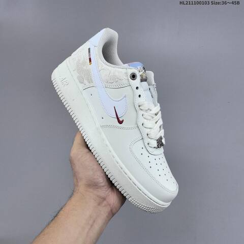 Nike Air Force 1 07 Off White White Burgundy Silver EU 36 45 Sneaker EU 36-45 - Unisex (BS-62260)