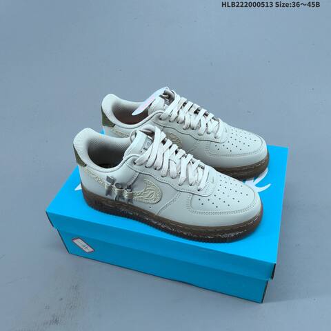 Nike Air Force 1 07 Light Beige Olive Green Gum Brown EU 36-45 Sneaker - Unisex (BS-60346)