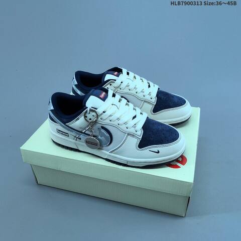 Nike Dunk SB Low Off White Navy Blue Light Grey EU 36-45 Skate Shoe - Unisex (BS-61331)