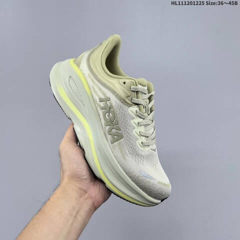 HOKA ONE ONE Bondi 9 Light Olive Pale Yellow Black EU 36-45 Running Shoe Running Sneakers - Unisex (BS-69420)