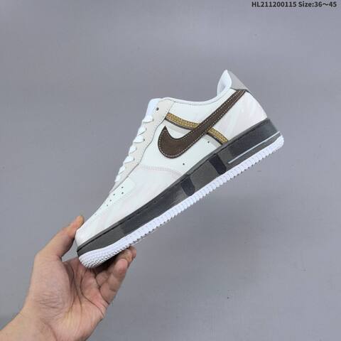 Nike Air Force 1 07 White Dark Brown Khaki Grey EU 36-45 Sneaker - Unisex (BS-61963)