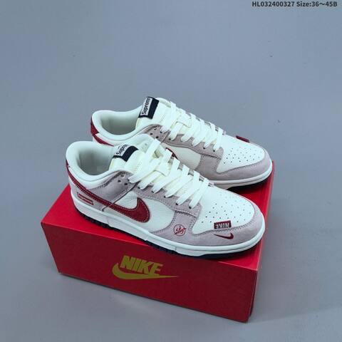 Nike Dunk SB Low Supreme Sail Light Pink Red Navy EU 36-45 Skate Shoe - Unisex (BS-61111)