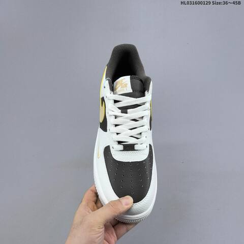 Nike Air Force 1 07 White Dark Brown Gold Yellow EU 36-45 Sneaker - Unisex (BS-61666)